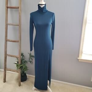 Shein Green Long Sleeve Knit Lightweight Turtleneck Bodycon Dress Size L